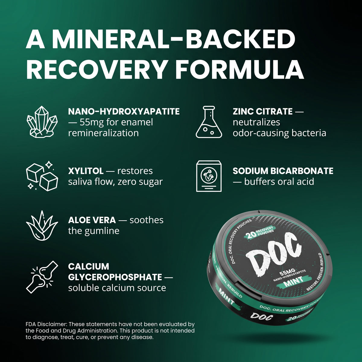 DOC Recovery Pouches - fresh breath and enamel repair formula