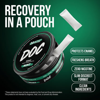 DOC oral recovery pouches - nicotine-free mineral pouches for gum health